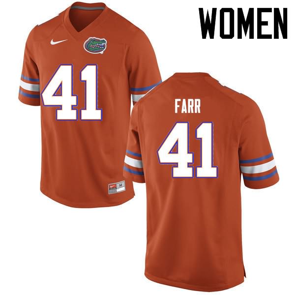 NCAA Florida Gators Ryan Farr Women's #41 Nike Orange Stitched Authentic College Football Jersey SFY4364CB